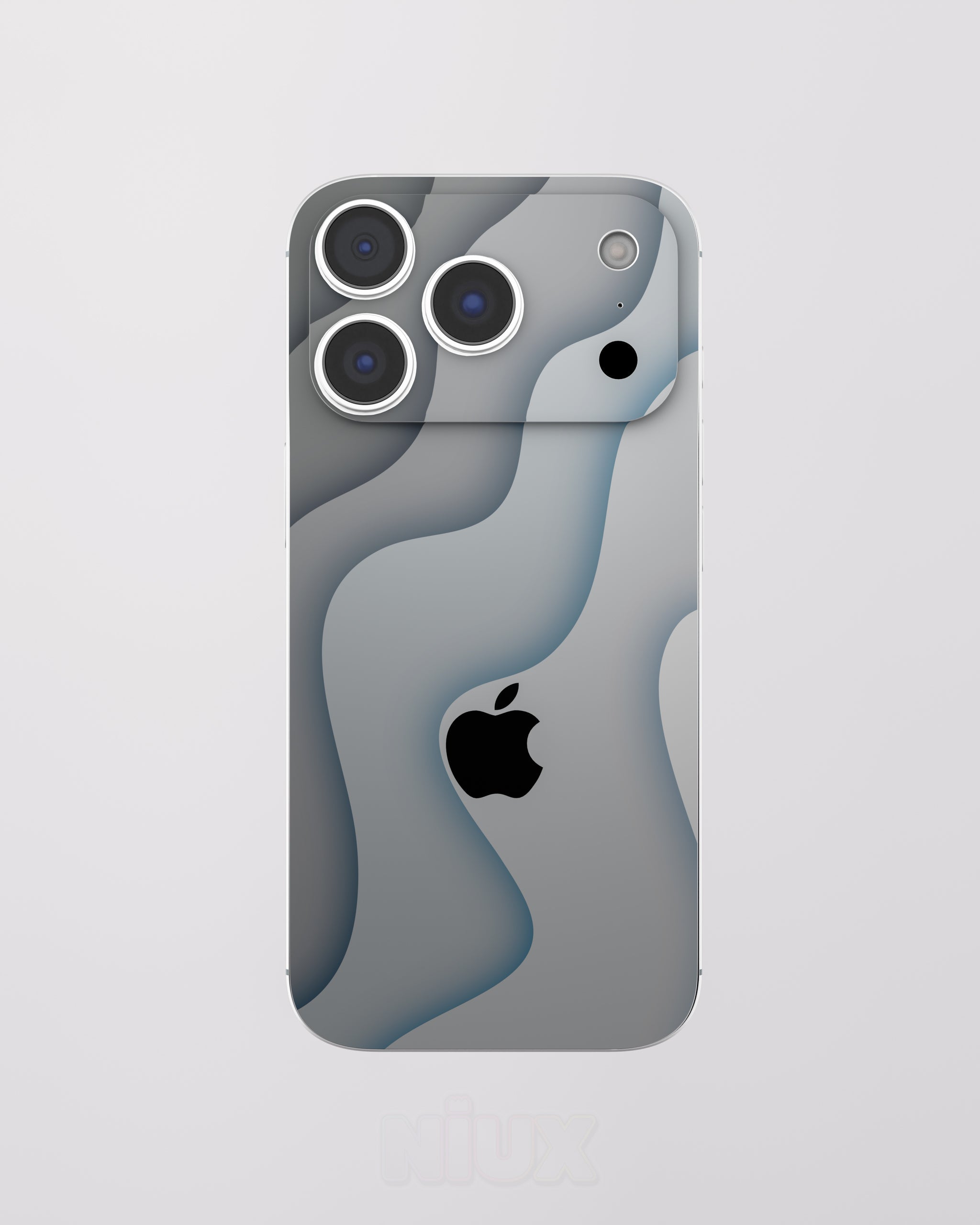Skin premium para iPhone diseño Flux Fog, vista frontal con acabado mate
