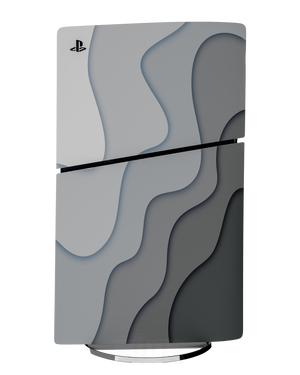 Skin premium para Playstation diseño Flux Fog, vista frontal inclinada con textura mate