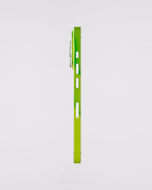 Skin premium para iPhone diseño Flux Lemonwave, vista lateral izquierda con acabado mate
