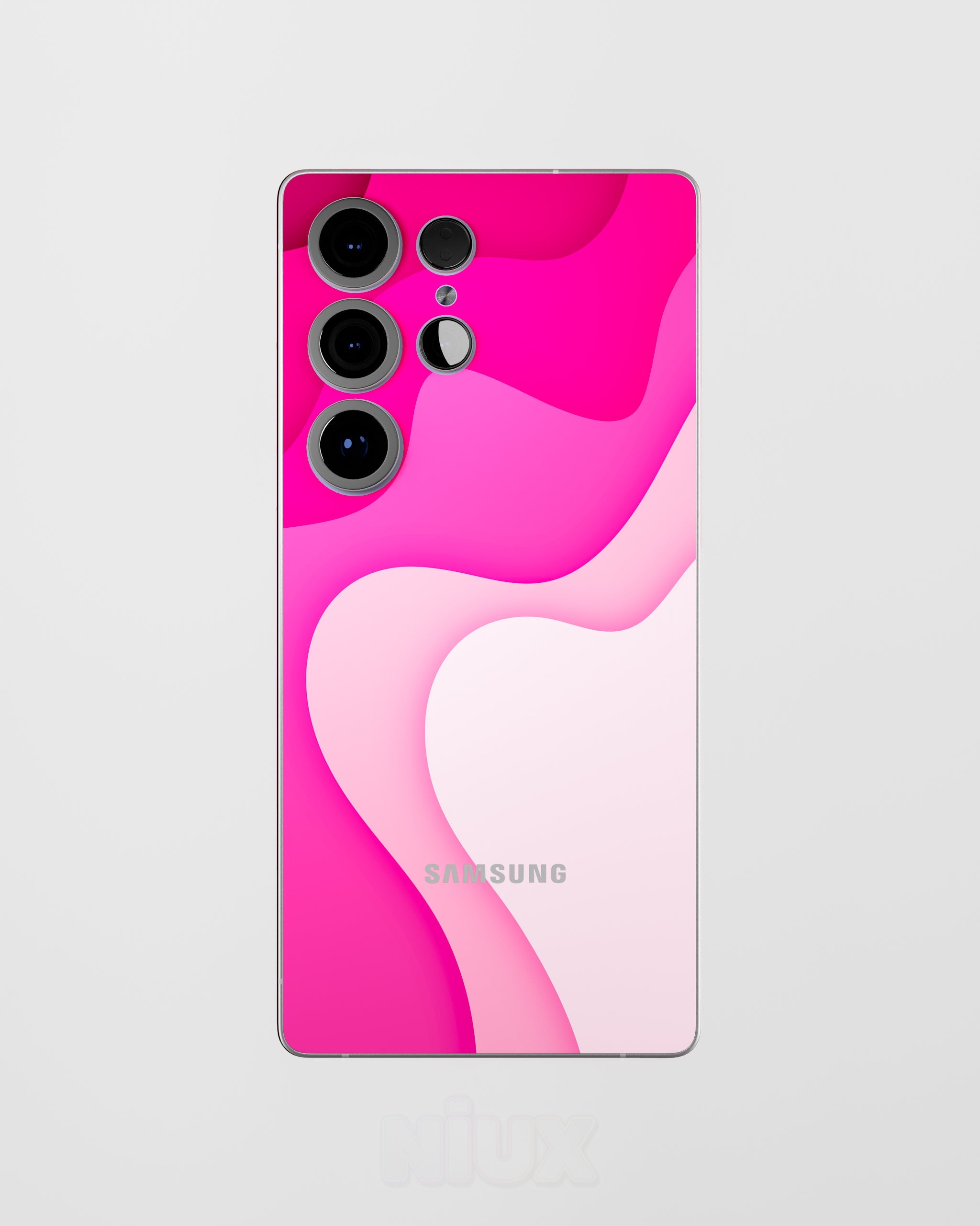 Skin premium para Samsung diseño Flux Rosé, vista frontal con acabado mate