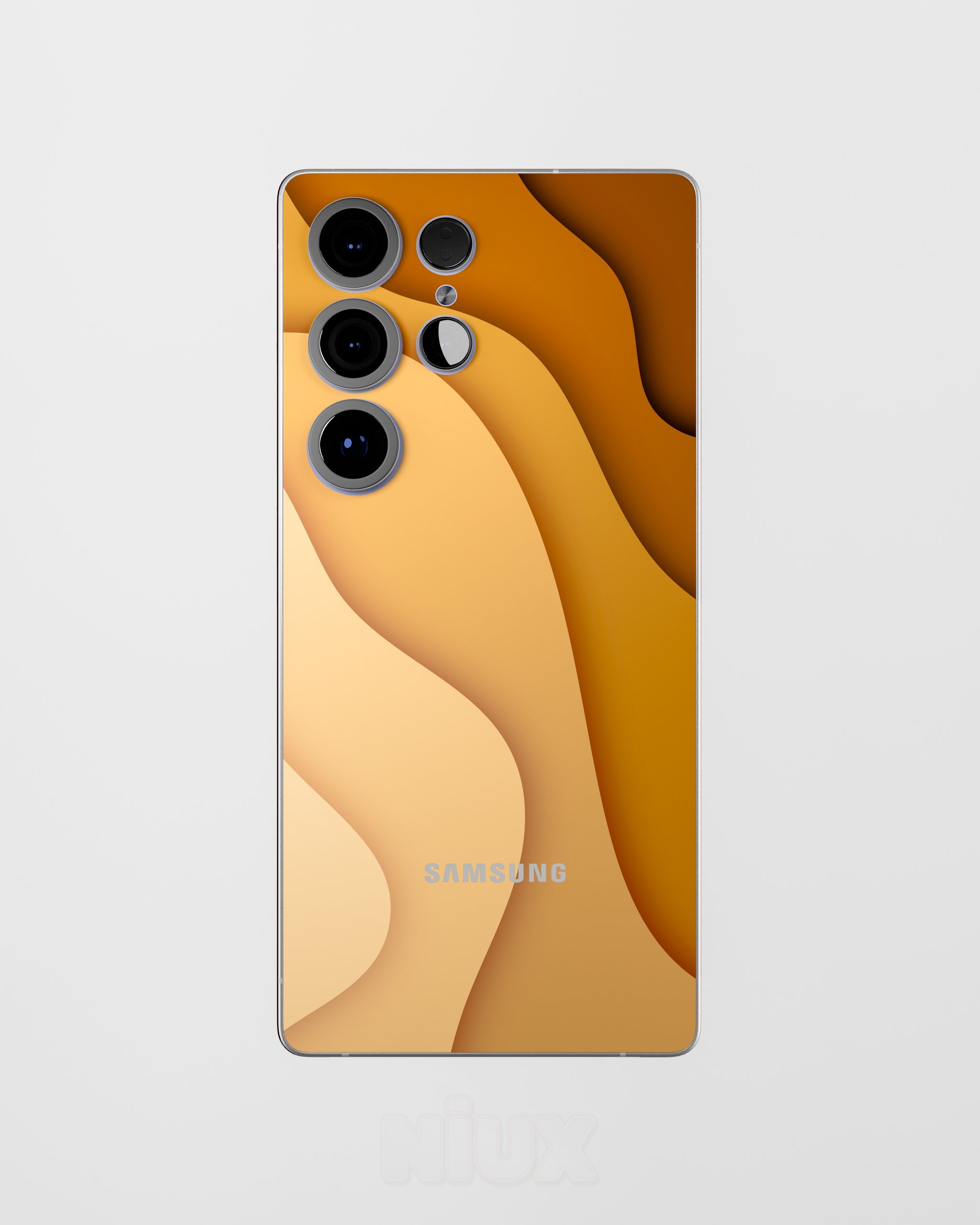 Skin premium para Samsung diseño Flux Sienna, vista frontal con acabado mate