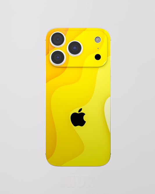 Skin premium para iPhone diseño Flux Solar, vista frontal con acabado mate