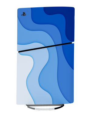 Skin premium para Playstation diseño Flux Abyss, vista frontal inclinada con textura mate