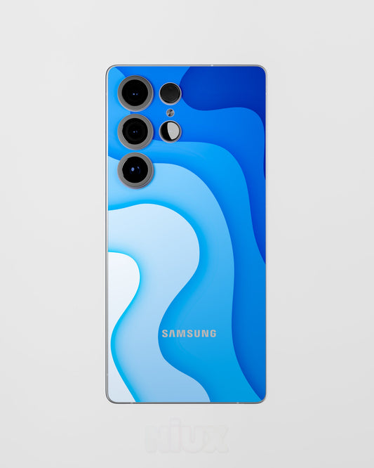 Skin premium para Samsung diseño Flux Abyss, vista frontal con acabado mate