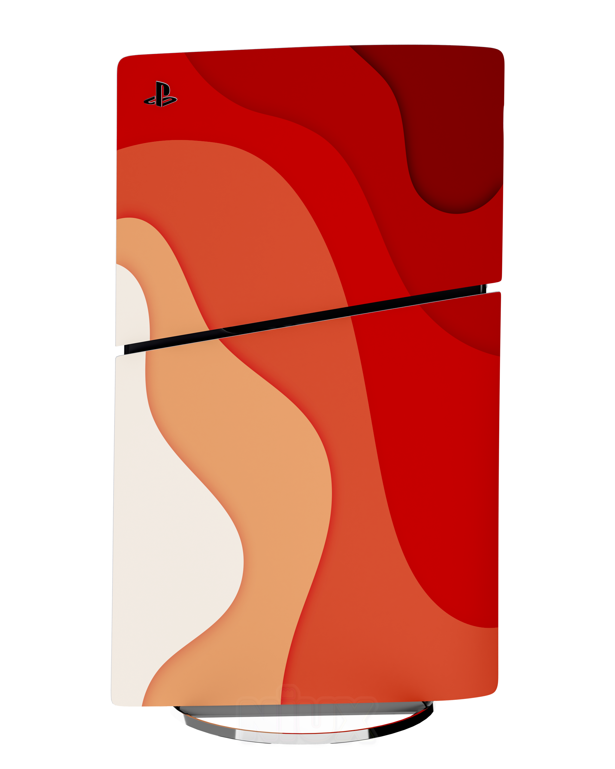 Skin premium para Playstation diseño Flux Flare, vista frontal inclinada con textura mate