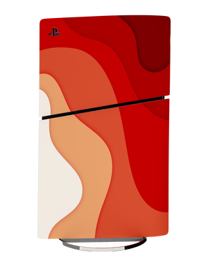 Skin premium para Playstation diseño Flux Flare, vista frontal inclinada con textura mate
