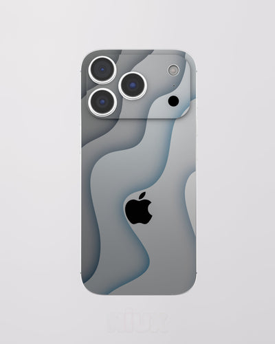 Skin premium para iPhone diseño Flux Fog, vista frontal con acabado mate