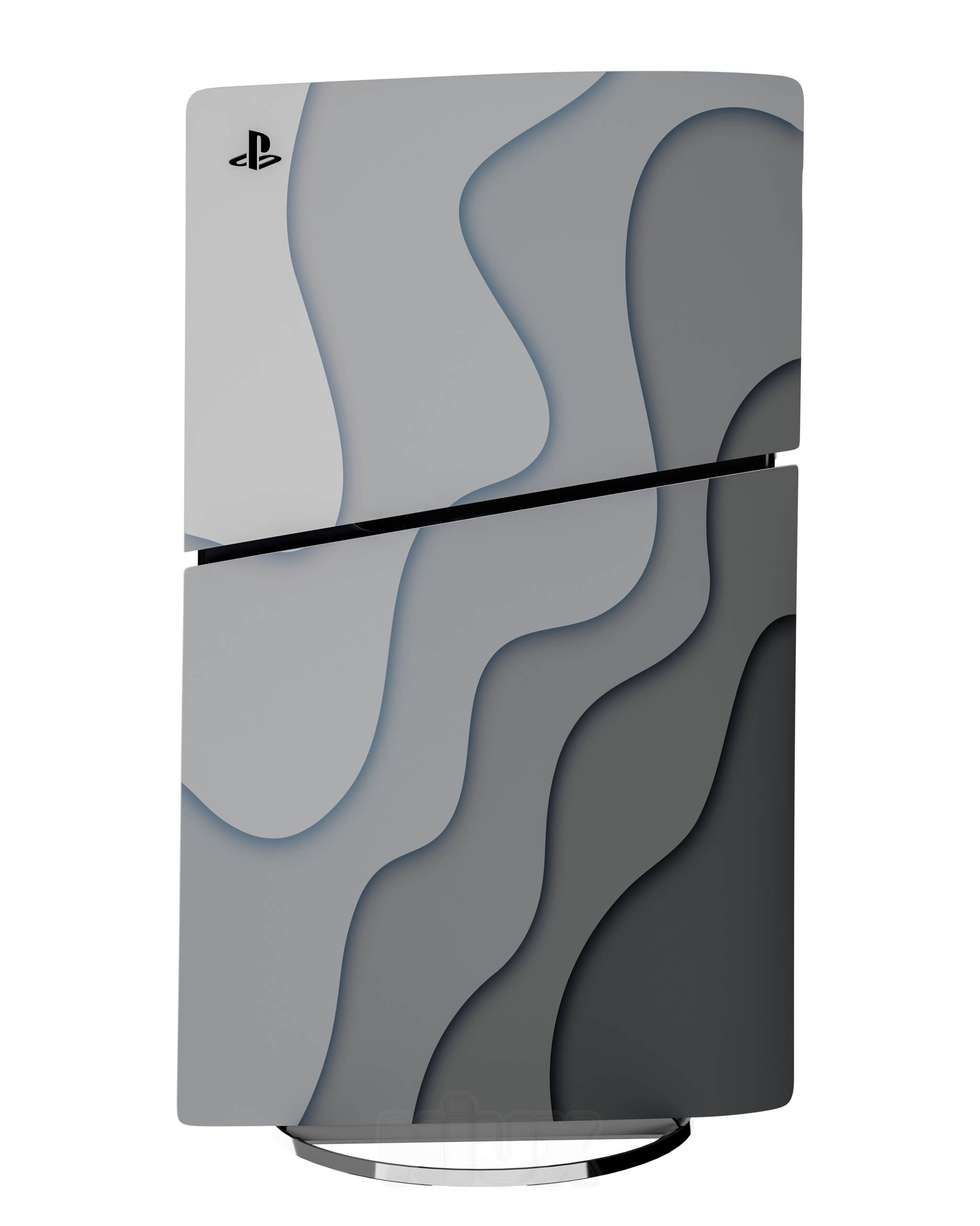 Skin premium para Playstation diseño Flux Fog, vista frontal inclinada con textura mate