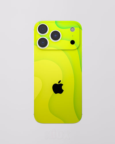 Skin premium para iPhone diseño Flux Lemonwave, vista frontal con acabado mate