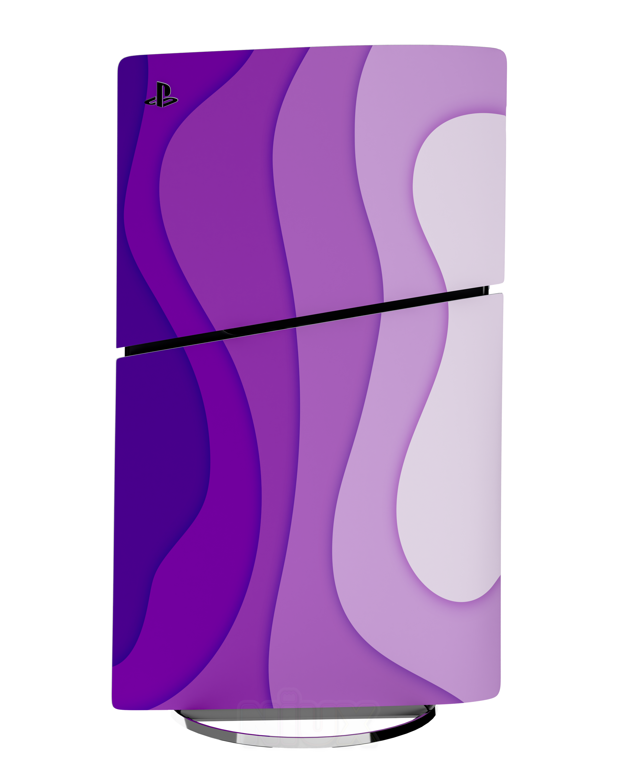 Skin premium para Playstation diseño Flux Myst, vista frontal inclinada con textura mate