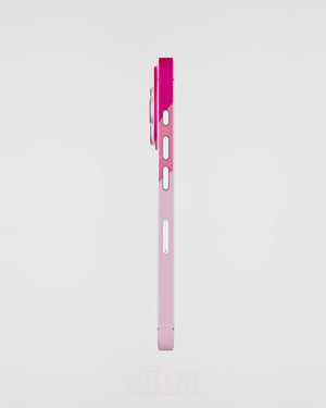 Skin premium para iPhone diseño Flux Rosé, vista lateral izquierda con acabado mate
