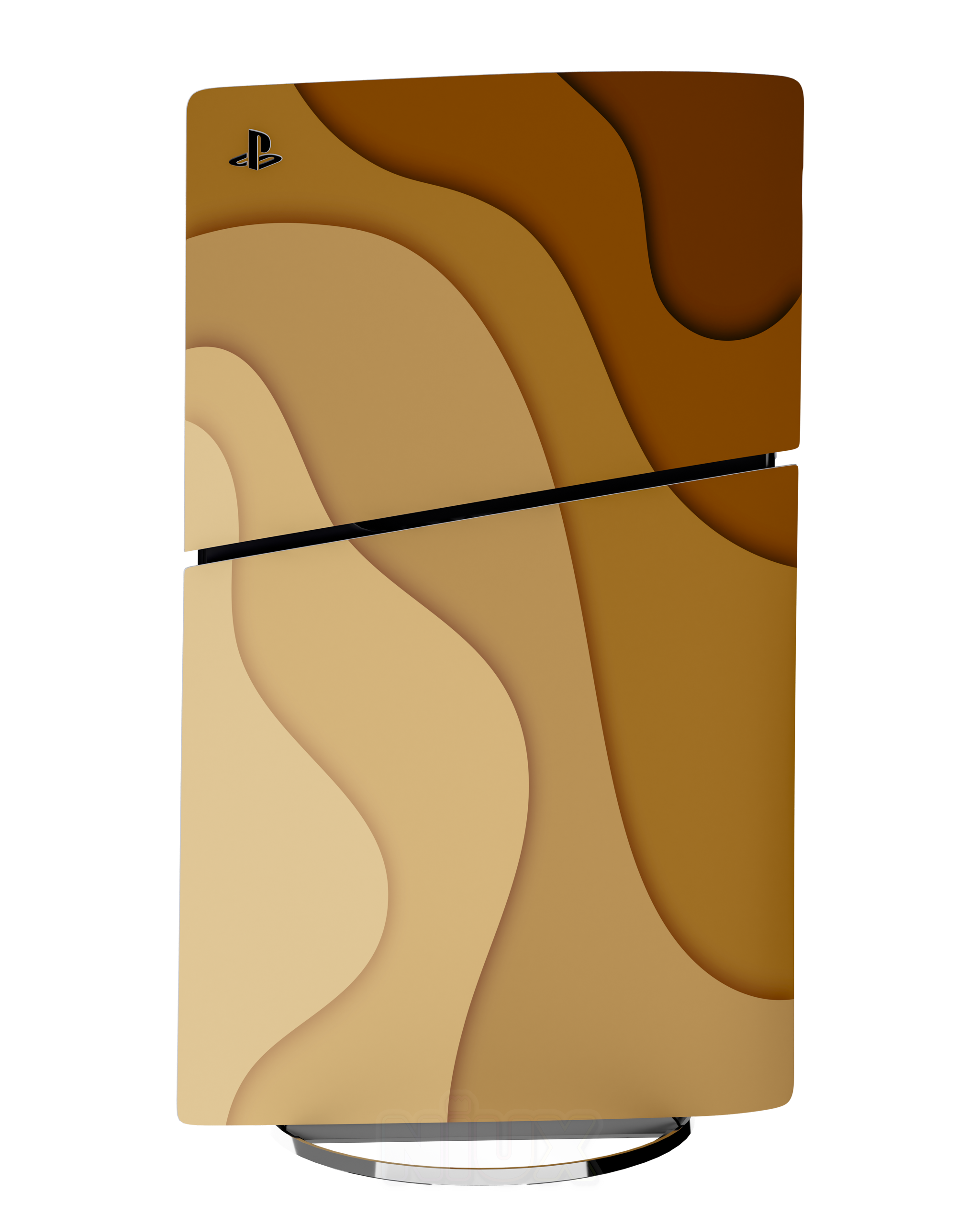 Skin premium para Playstation diseño Flux Sienna, vista frontal inclinada con textura mate