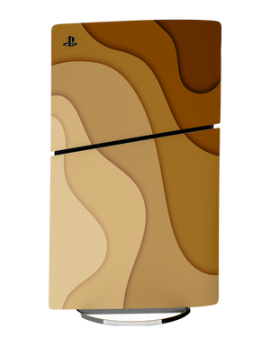 Skin premium para Playstation diseño Flux Sienna, vista frontal inclinada con textura mate