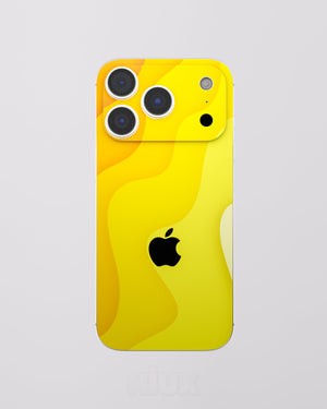 Skin premium para iPhone diseño Flux Solar, vista frontal con acabado mate