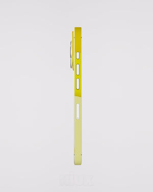 Skin premium para iPhone diseño Flux Solar, vista lateral izquierda con acabado mate