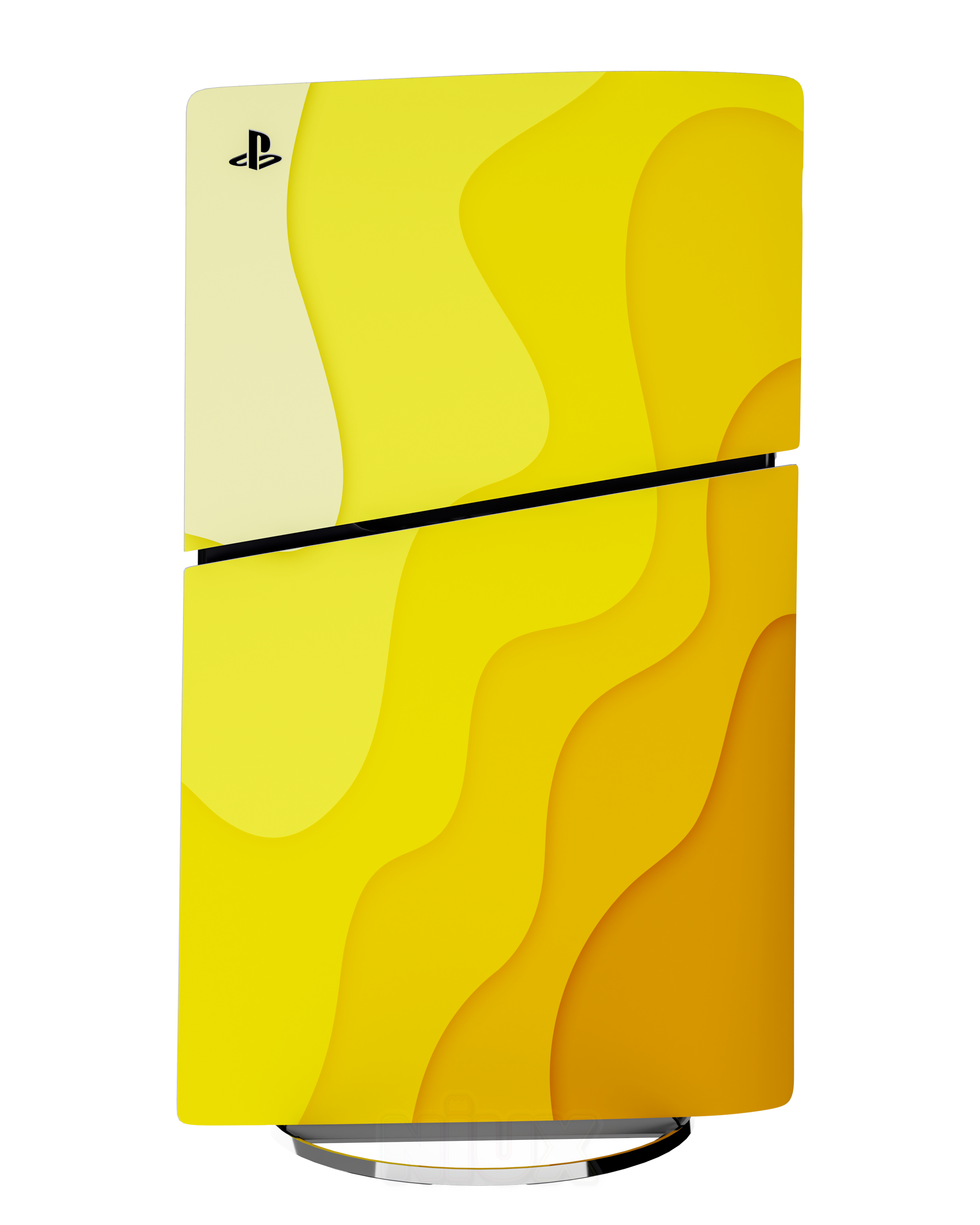 Skin premium para Playstation diseño Flux Solar, vista frontal inclinada con textura mate