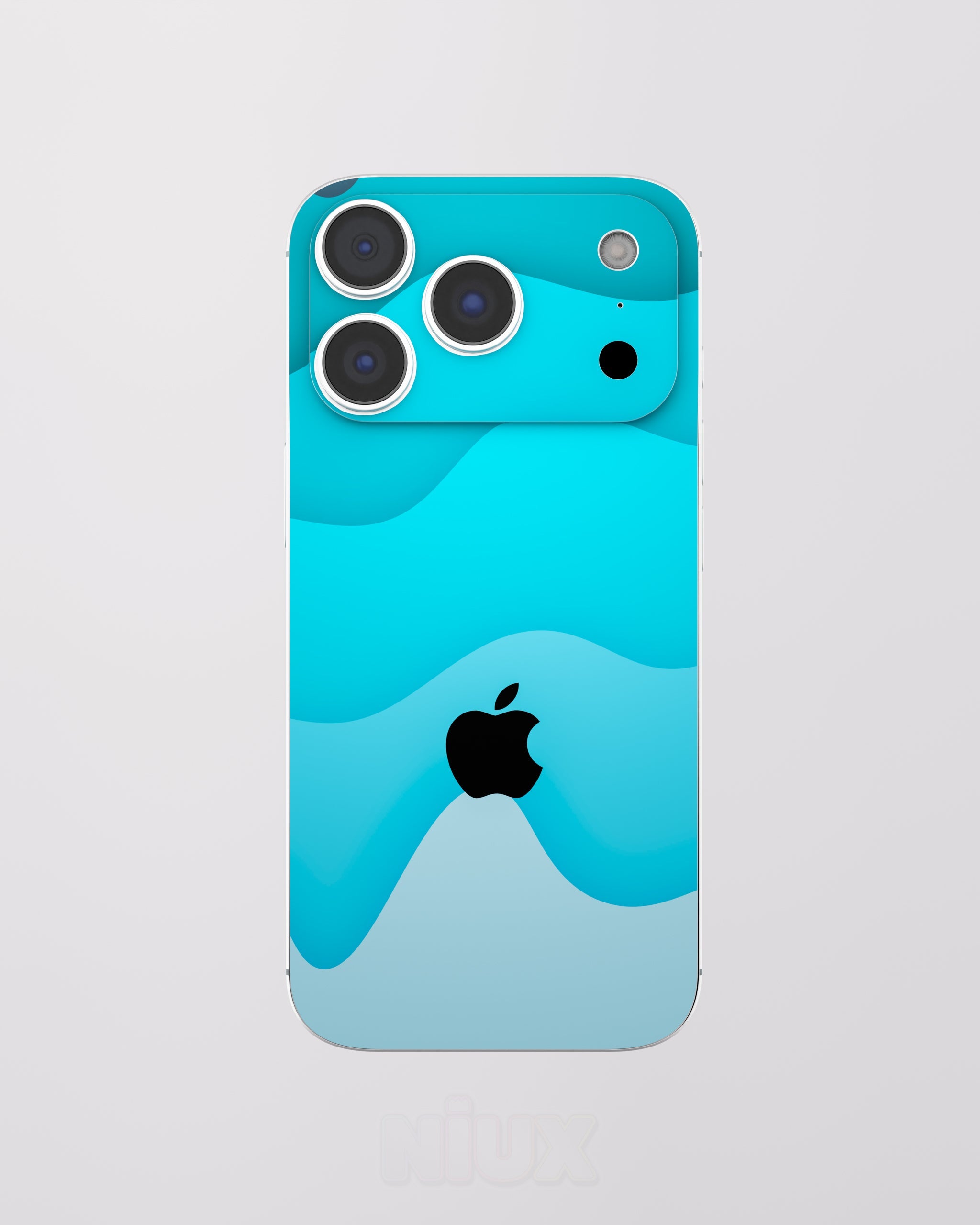 Skin premium para iPhone diseño Flux Tide, vista frontal con acabado mate