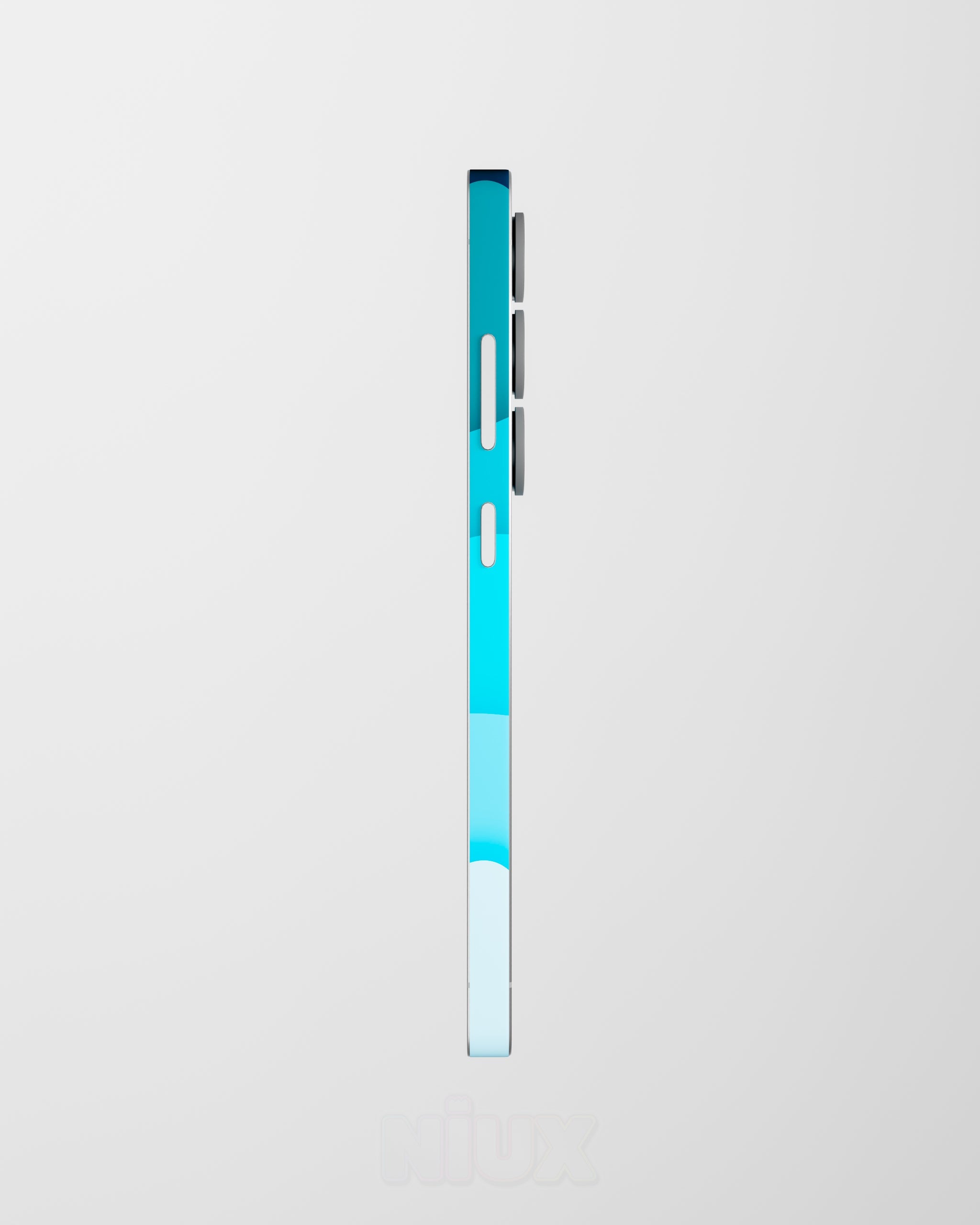 Skin premium para Samsung diseño Flux Tide, vista lateral derecha con ajuste preciso